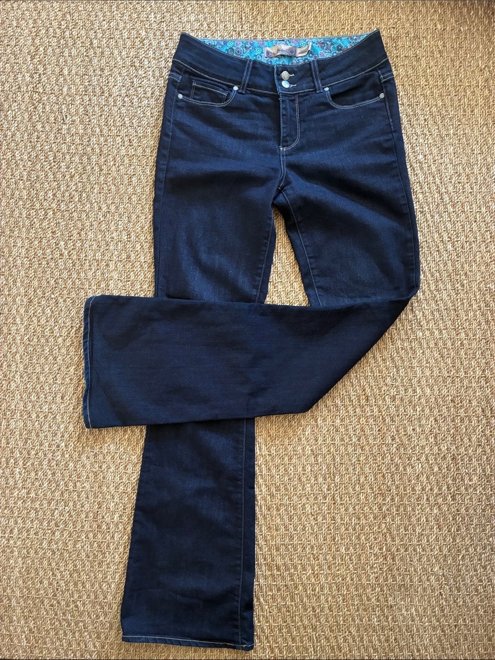 PAIGE Women’s Dark Blue Stretch Bootcut Jeans, 28